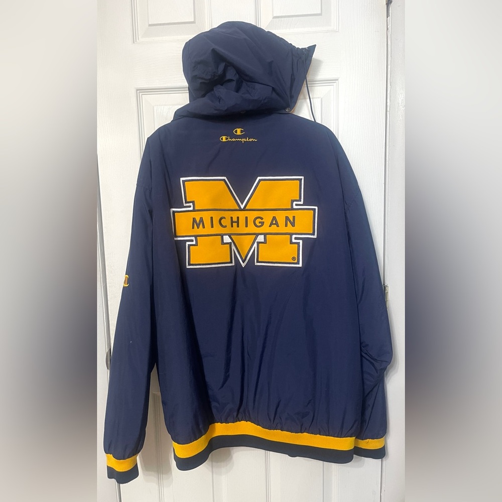 University Of Michigan Champion Full Zip Vintage Jacket Removable Hood Sz XL
